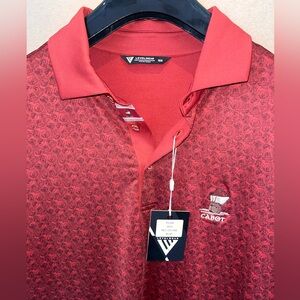 NWT Cabot Cape Breton Golf Polo Shirt Sz M Rust Polyester Canada Dogs New S/S